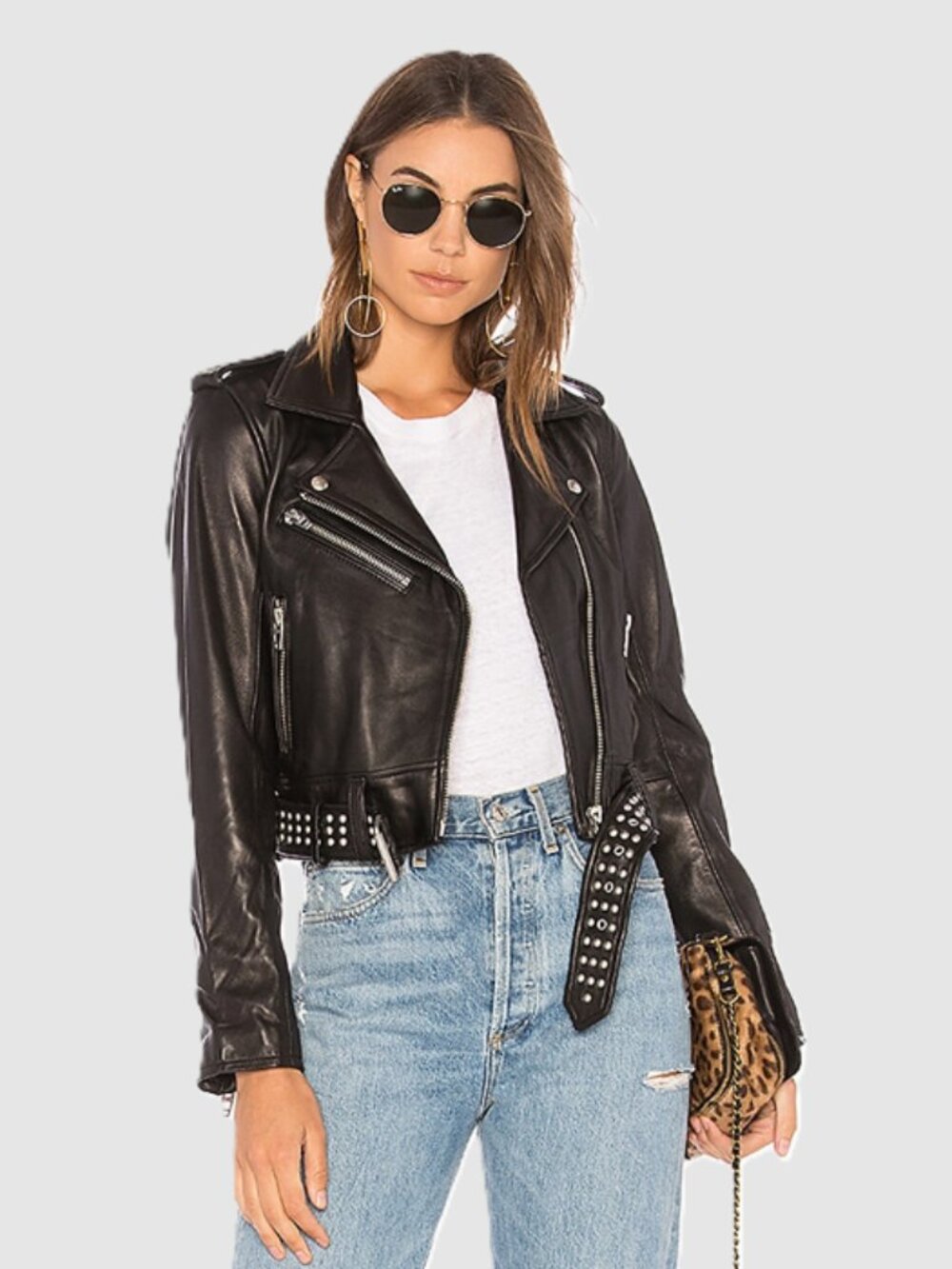 Blank NYC "Black Smoke" Studded Leather Moto Jacket